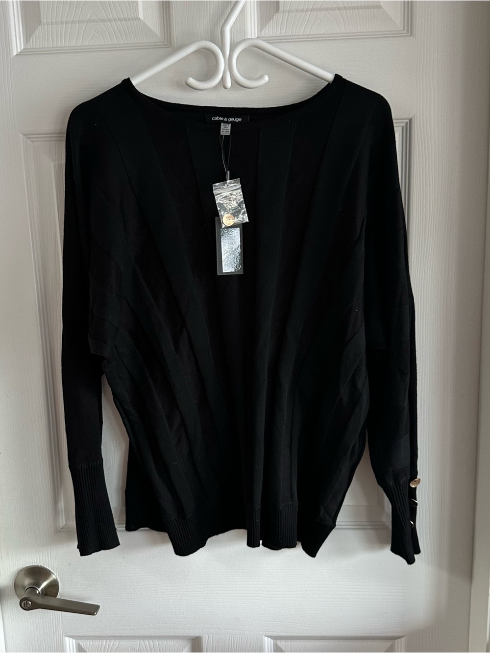 NWTCable & Gauge Black Sweater w Dolman Sleeves